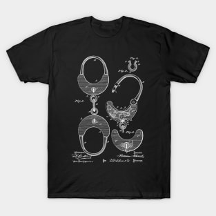 Hand-Cuff Vintage Patent Hand Drawing T-Shirt